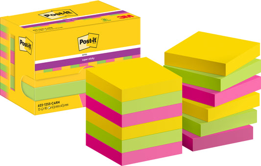 Post-it Super Sticky Notities Carnival 47,6x47,6mm, 12-blokjes