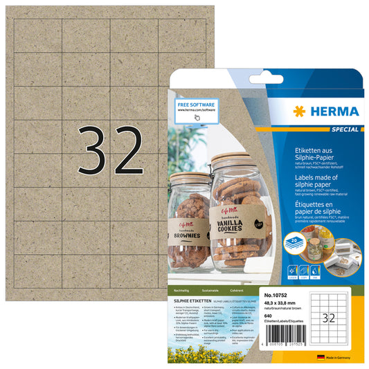 HERMA Silphie bruine etiketten 48,3x33,8mm, 640 stuks