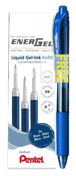 Pentel LR7 Energel + Gelvulling, 0,4 mm, set van 3
