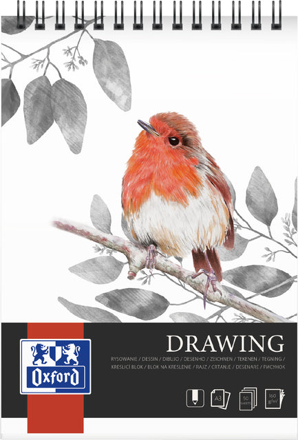 Oxford Drawing Tekenblok A3, 30 vel, 200 g/m², spiralgebonden