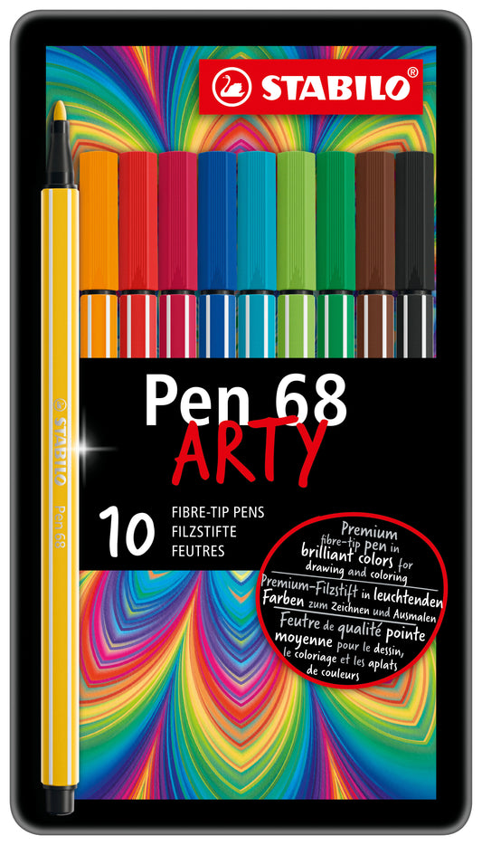 STABILO Pen 68 Max viltstift, 10 kleuren, 1mm punt