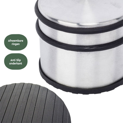 BRASQ Deurstopper met rubberen ringen, RVS - 4