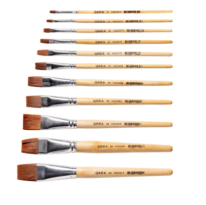 Kwast Qrea set van 11 platte synthetische kwasten – Diverse breedtes - 2