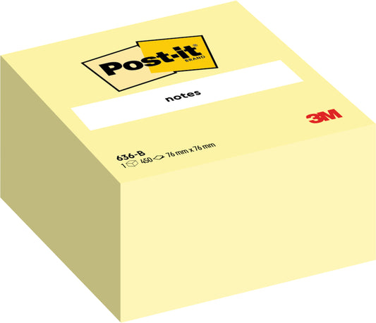 Memoblok Post-it 636 76x76mm Geel kubus