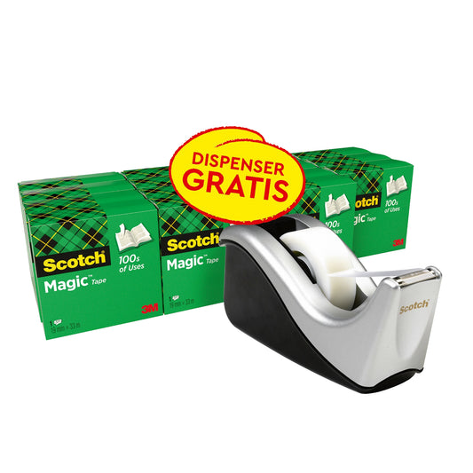 Plakband Scotch Magic 19mmx33m + houder, 16 rollen