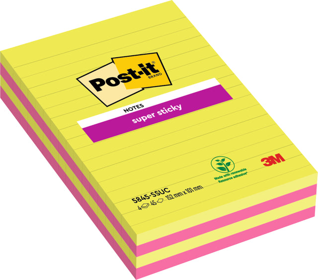 Memoblok Post-it 584 127x203mm Lijn Assortiment