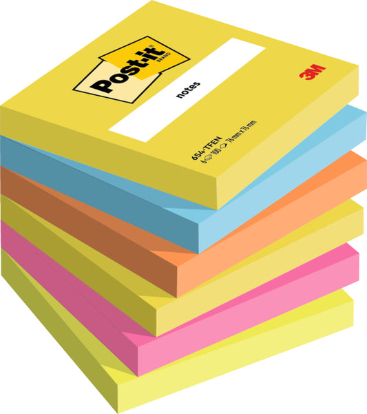 Memoblok Post-it 654 76x76mm Energetic Colours