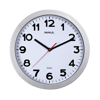 Wandklok Maul Step Quartz, 30 cm, Kunststof Zilver