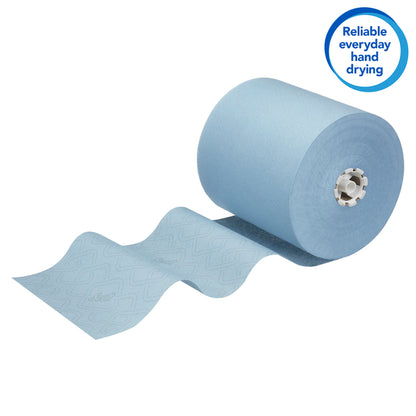 Scott Essential blauwe papieren rolhanddoek 1-laags, 6 x 350 m - 4