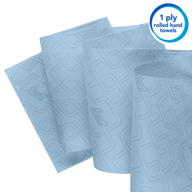 Scott Essential blauwe papieren rolhanddoek 1-laags, 6 x 350 m - 5