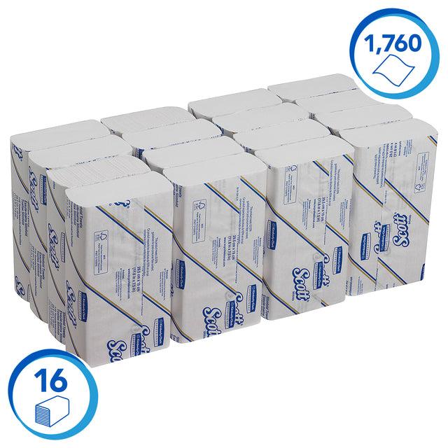 Scott Slimfold papieren handdoek wit 1-laags, 16 wikkels - 2