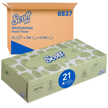 Scott Gezichtsdoekjes 2-laags Wit 21x100 (2100 vellen)