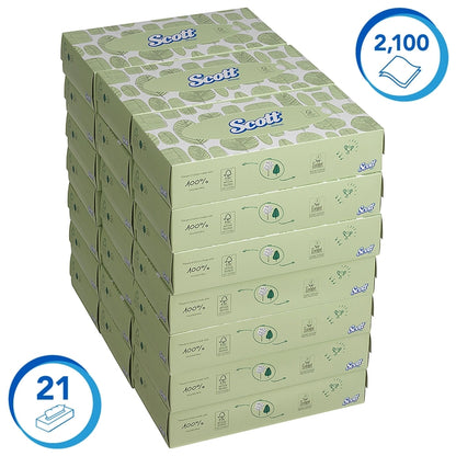 Scott Gezichtsdoekjes 2-laags Wit 21x100 (2100 vellen) - 2