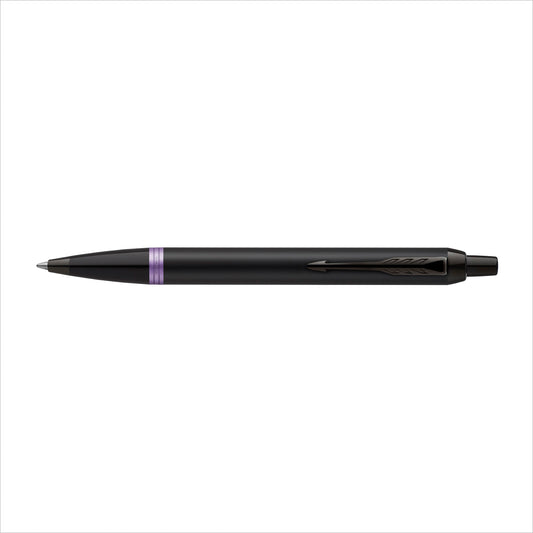 Balpen Parker IM met paarse ring, zwart, modern en verfijnd