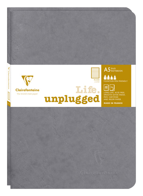 Notitieboek A5 gelijnd 96 pagina's, 2 stuks, Clairefontaine Vélin Velouté