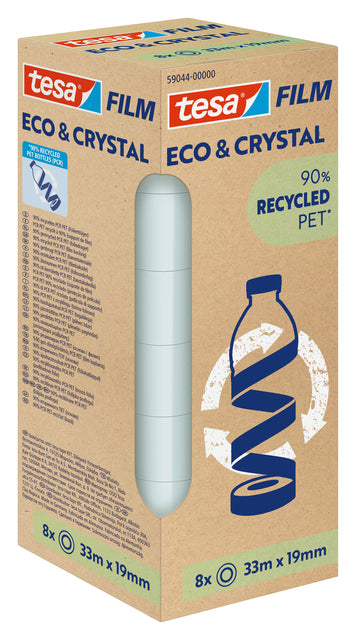 Plakband Tesa Eco Crystal 19mmx33m, 8 rollen