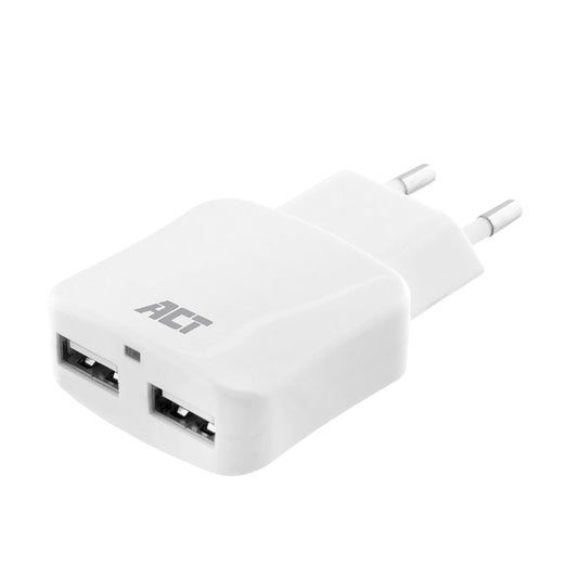 ACT USB Oplader 2-poorts 12W Wit