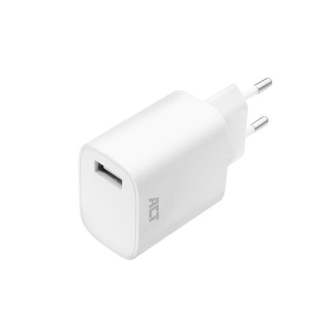 Oplader ACT USB 2.4A 12W Wit voor Smartphones en Tablets