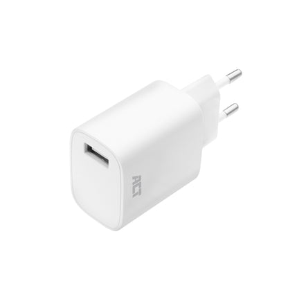 Oplader ACT USB 2.4A 12W Wit voor Smartphones en Tablets