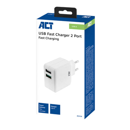 ACT USB Oplader 30W met 2 Poorten QuickCharge - 2