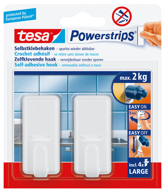 Zelfklevende tesa Powerstrips LARGE Classic witte haken