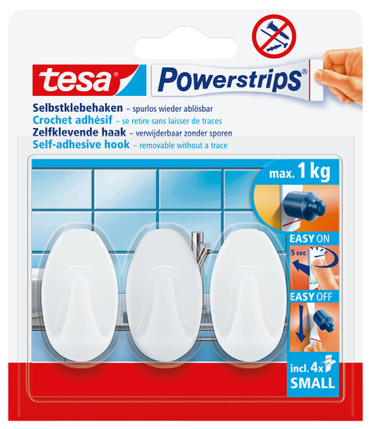 Zelfklevende tesa Powerstrips SMALL Ovaal witte haken