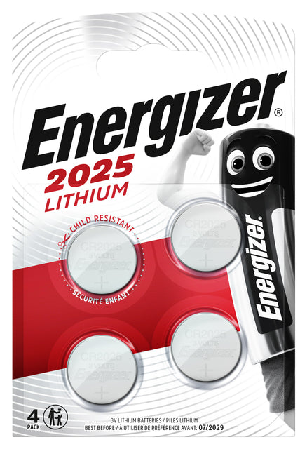 Energizer CR2025 lithium knoopcelbatterij (4 stuks)