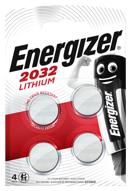 Energizer CR2032 lithium knoopcelbatterij (4 stuks)