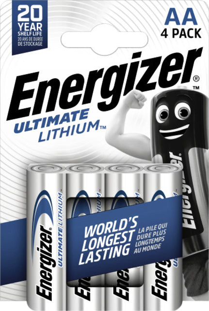 Energizer Ultimate Lithium AA Batterijen, 4 stuks