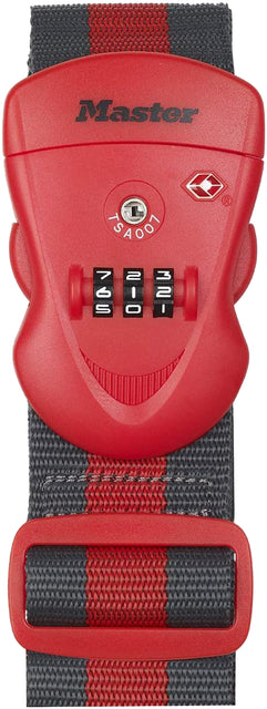 Master Lock TSA Kofferriem Rood/Zwart, Verstelbaar 2 m
