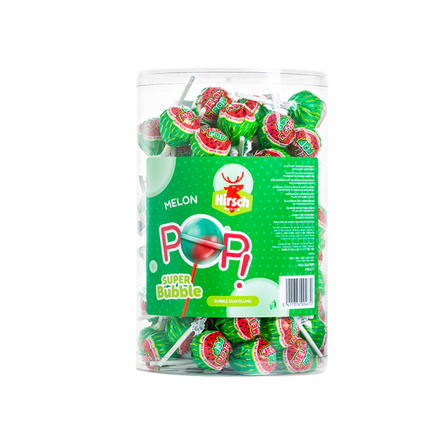 Hirsch Super Bubble Melon Lolly 17g, 100 stuks