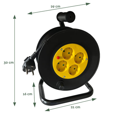 Brasq Pro 10m Kabelhaspel met 4-voudige Stekker, Zwart - 2