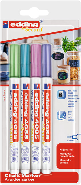 Krijtstift edding 4085 rond 1-2mm, metallic, assorti