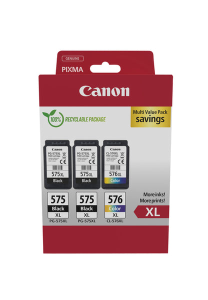 Canon PG-575XL + CL-576XL 2x Zwart en Kleur Inktcartridge