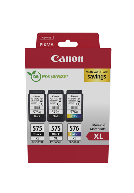 Canon PG-575XL + CL-576XL 2x Zwart en Kleur Inktcartridge