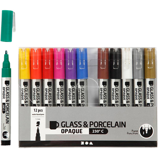 Crea Crea Porseleinstiften Glas en Porselein 12 Kleuren 1-2mm
