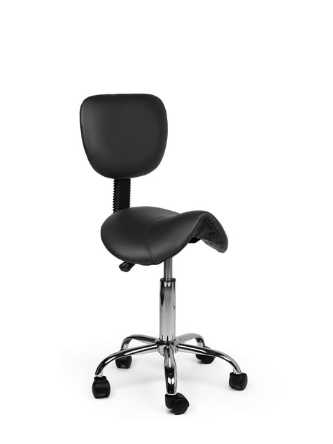 Zadelkruk Office Rugleuning Laag, Harde Wielen Zwart