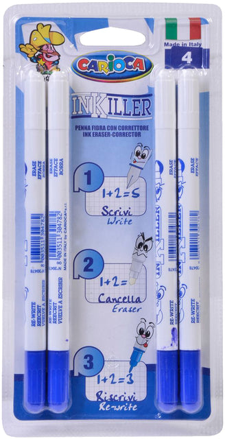 Set van 4 Carioca Inkiller viltstiften met wisser