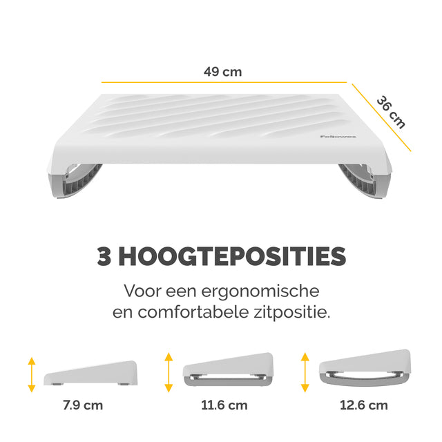 Fellowes Breyta voetensteun in wit, verstelbaar - 4