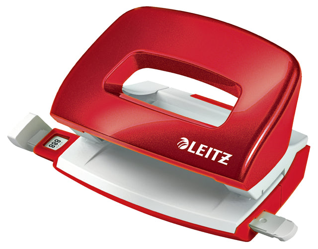 Perforator Leitz Nexxt, 10 vel, rood, mini