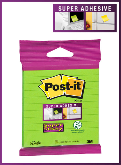 Post-it memoblok 101x101mm, groen met lijnen, 90 vellen