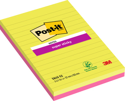 Memoblok Post-it 5845 SS 127x203mm Lijn Assorti