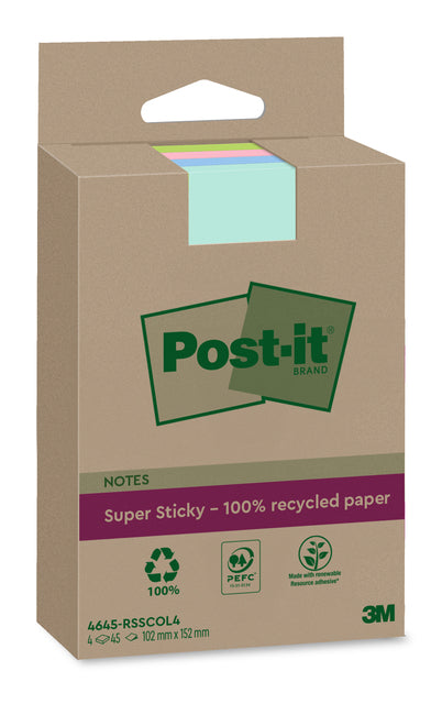 Memoblok Post-it 4645 SS 102x152mm Assortiment Kleur