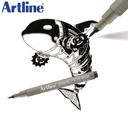 Artline technisch brush fineliner zwart - 2