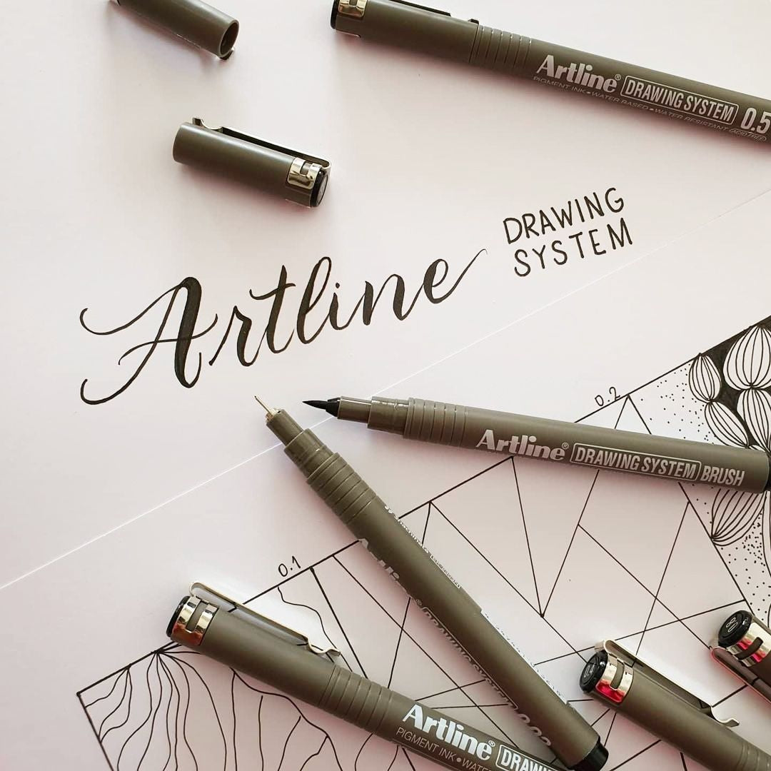 Artline technisch brush fineliner zwart - 3