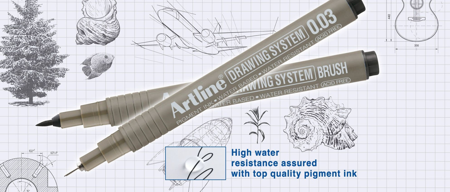 Artline technisch brush fineliner zwart - 4
