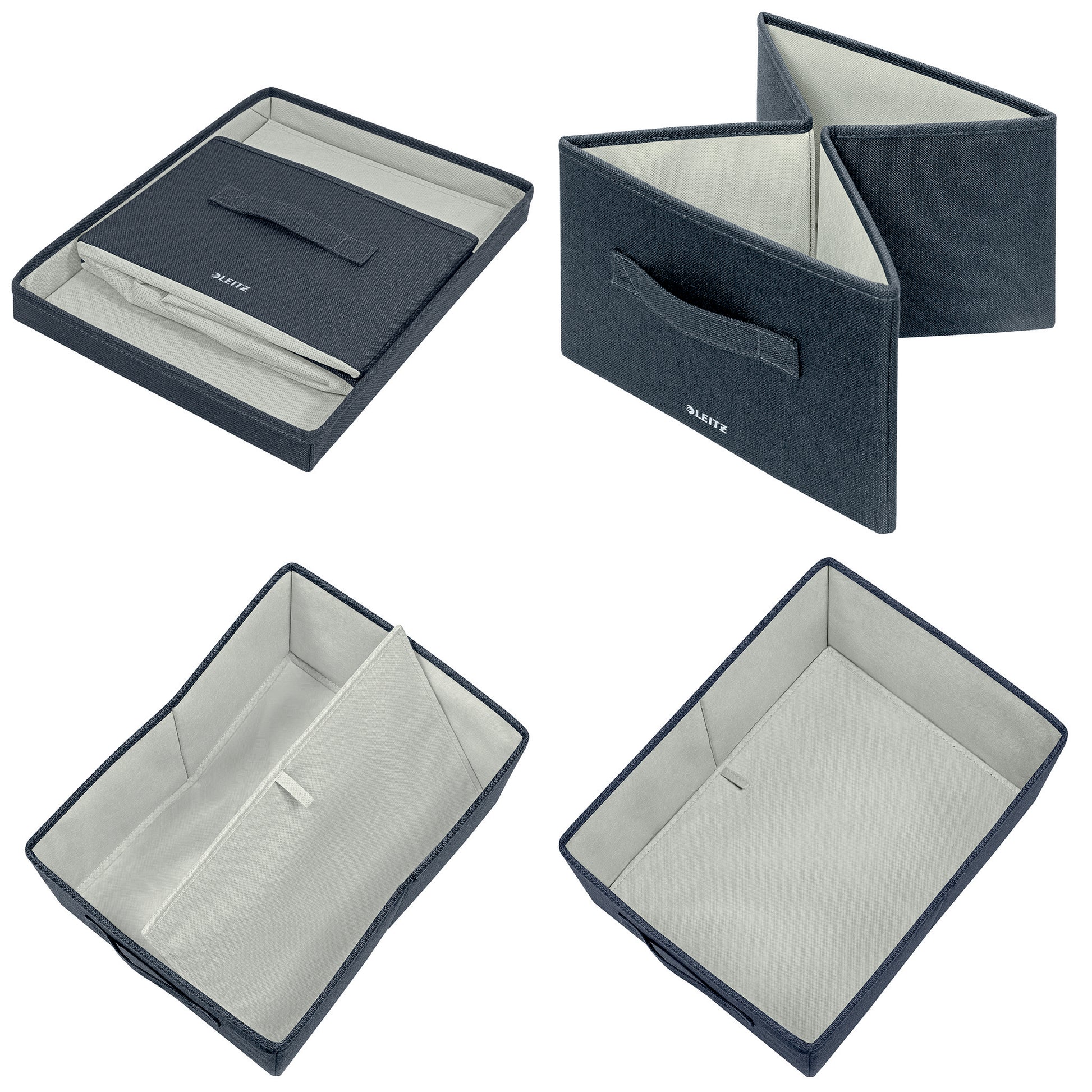 Leitz stoffen opbergdoos 285x203x380mm met deksel voor A4- en kantoorbenodigdheden - 4