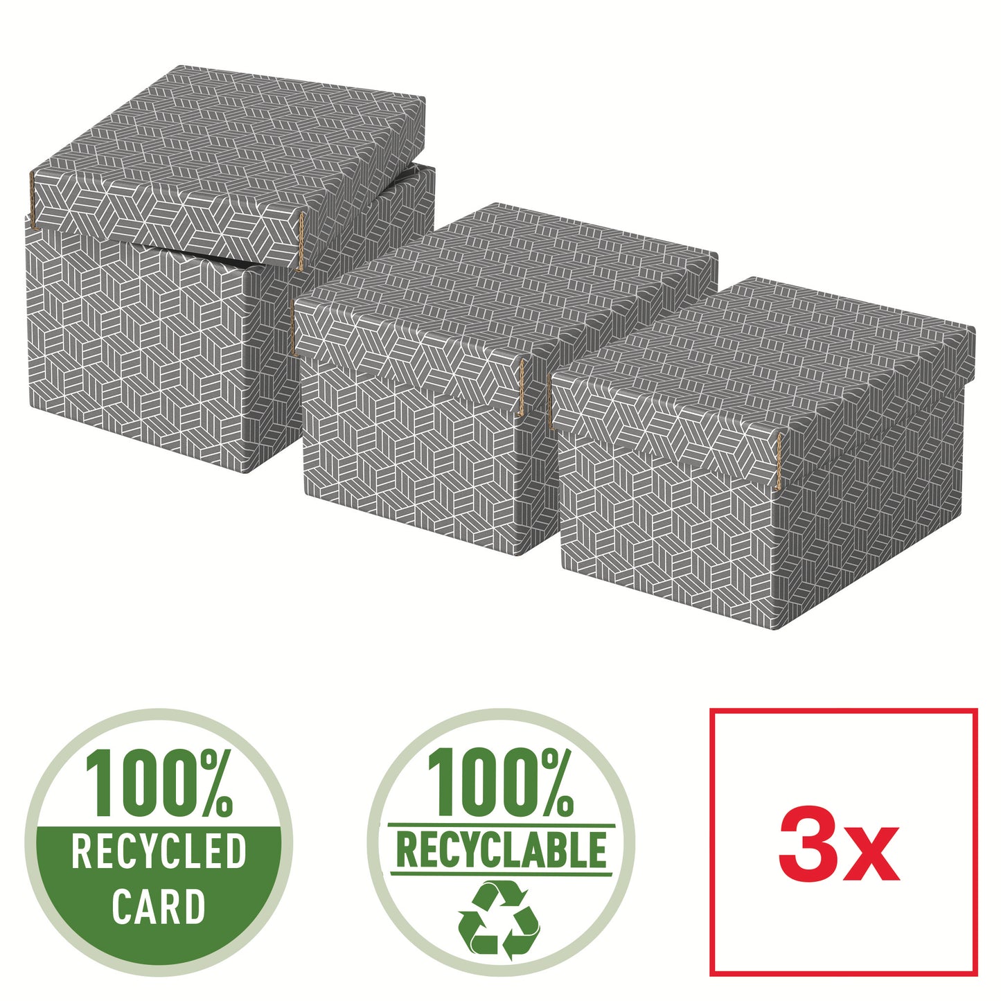 Set van 3 Esselte opberg- en geschenkdozen 200x150x255mm met geometrisch design - 2