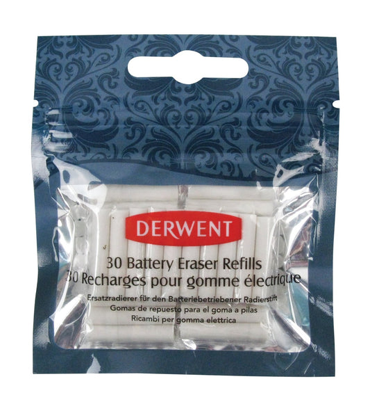 Navulling Derwent gum op batterijen – 30 witte gummetjes