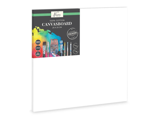Nassau Fine Art Canvasboard 25x25cm, 3 Stuks van 100% Katoen